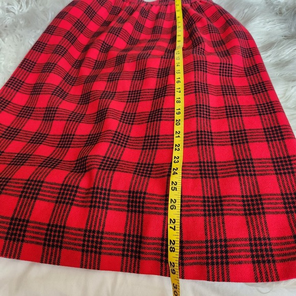 Vintage PENDLETON Skirt 100% Virgin Wool Plaid A Line 12 Made in USA Red - Picture 9 of 15